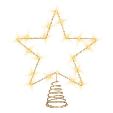 LED Christ Baum Spitze - gold - Weihnachten Deko Beleuchtung Timer Batterie