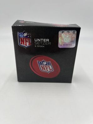 NFL Football 4er Set Kunststoff Untersetzer NEU & OVP 4 Stück Original 9cm Rot