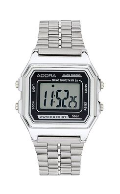 Adora > Herren Armbanduhr Edelstahlband > Quarz silberfarben > Digital