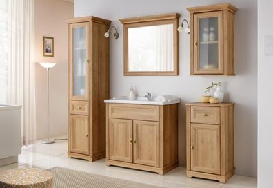 Design Badezimmer Möbel Bad 5tlg. Set Garnitur Schrank Waschbecken Landhaus Stil