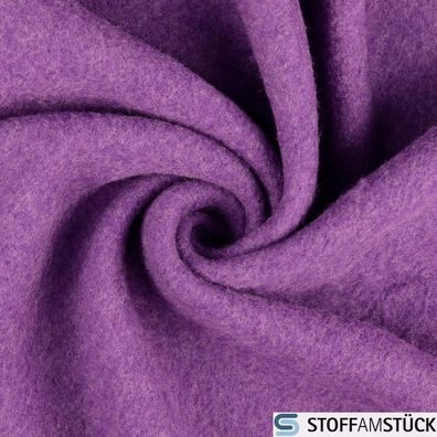 Stoff Schurwolle Fleece lila reine Wolle Wollfleece Schurwollfleece weich warm