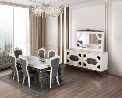 Esstisch Essgruppe Klassischer Tisch Esszimmer Set 7tlg Set Stuhl 6x Stühle neu