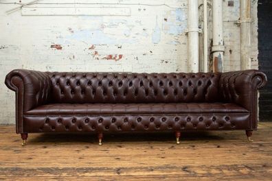 Chesterfield 4 Sitzers Klassische Luxus Barock Rokoko Sofa Couch Sofa Leder Neu