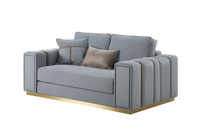 Sofa 2 Sitzer Wohnzimmer Modern Design Couchen Sofa Blau Textil Möbel Hellblau
