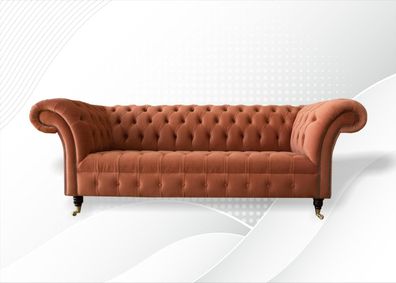 Chesterfield Braun Dreisitzer Stoff Wohnzimmer Design Polster Sofa Neu Textil