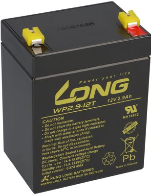 Kung Long WP2.9-12T 12V 2,9Ah AGM Blei Accu Bleiakku Batterie wartungsfrei