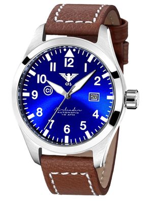 KHS Herrenuhr Airleader Automatik Braun/Blau Airsablu. LB5