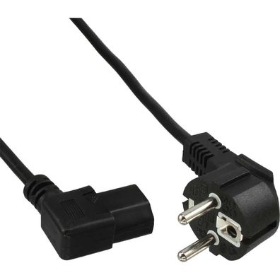 InLine® 16752D Netzkabel, Schutzkontakt gewinkelt auf Kaltgerätestecker C13 links