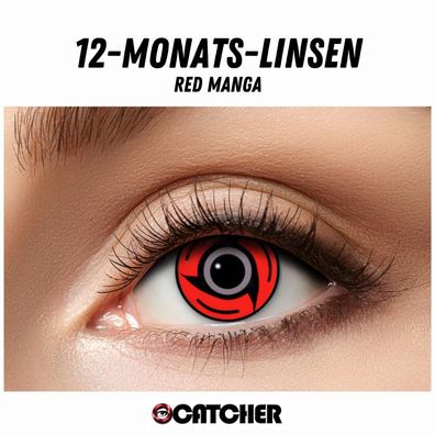 12 Monatslinsen Red Manga Schwarz Rot Motivlinse