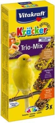 Trio Mix Honig/Sesam Ei/Grassamen Aprikose/Fig Cracker Kanarienvogel 3in1 Vitakraft