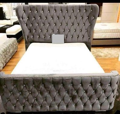 Chesterfield Hotel Doppel Leder Bett Schlafzimmer Polster Luxus Betten 200x200cm