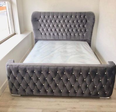 Chesterfield Hotel Doppel Leder Bett Schlafzimmer Polster Luxus Betten 160x200cm