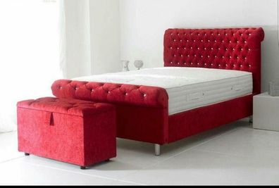 Chesterfield Hotel Doppel Leder Bett Schlafzimmer Polster Luxus Betten 200x200cm