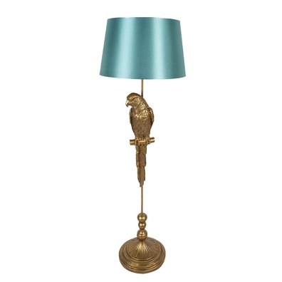 Clayre & Eef Stehlampe Papagei Ø 40x120 cm Goldfarbig Kunststoff