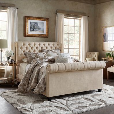 Chesterfield Hotel Doppel Leder Bett Schlafzimmer Polster Luxus Betten 160x200cm