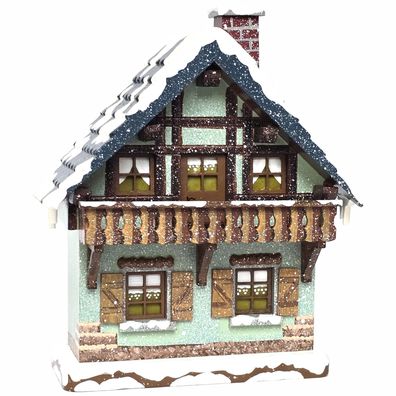 Hubrig Volkskunst ´Winterkinder Winterhaus - Balkon 14cm´