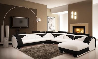 Ledersofa U Form Ecksofa Polster Sofa Leder Couch Sitz Eck Garnitur Ecke Vigo