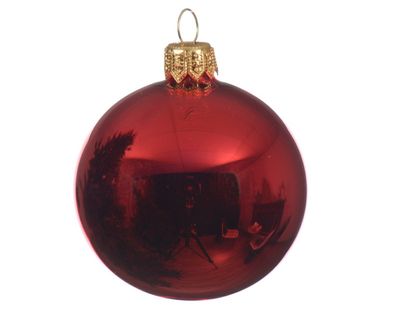 4 Weihnachtskugeln aus Glas 10 cm glänzend weihnachtlich rot KSD Decoris