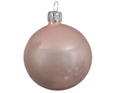 4 Weihnachtskugeln aus Glas 10 cm puderrosa KSD Decoris