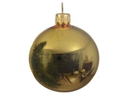 Weihnachtskugeln Glas Glanz 15 cm hell gold Kerst Decoris