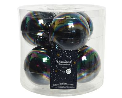 Weihnachtskugel Glas d8 cm schwarz iris 6pcs Weihnachten Decoris