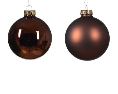 Weihnachtskugel glas d8 cm espresso ass 6pcs Weihnachten Decoris