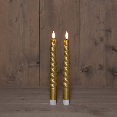 B.O. 2Pcs 3D Docht Gold Swirl Taper Candle Kerze 23 cm Rustic Wax Anna's collection