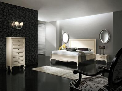 Italienisches Schlafzimmer Möbel Bett Nachttisch Massive Holz Betten Set 4tlg