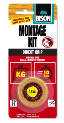 Montagekit Direct Grip Klebeband Karte 1.5 m x 19 mm Bison