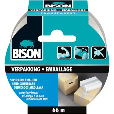 Verpackungsklebeband Transparent Rolle 66 m x 50 mm Bison