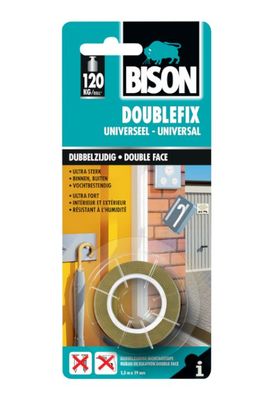 Doublefix Universal Klebeband Karte 1.5 m x 19 mm Bison