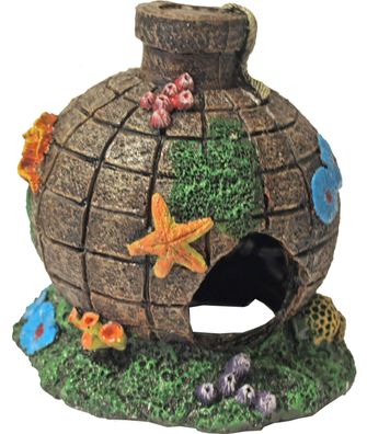 Polyresin Ornament Bombe mit Vegetation 13x14 cm Gebr. De boon