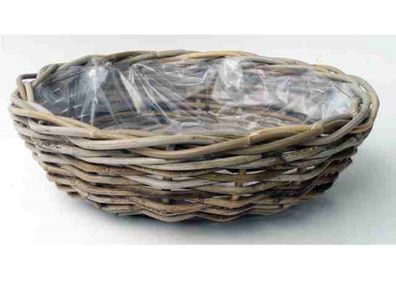 Blumentopf Tablett Rotan Antique Grey D41H12 cm - Van der Leeden