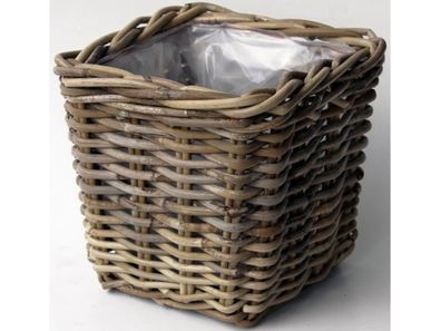 Blumenkasten Rotan Antik Grau 18X18H14 cm - Van der Leeden