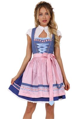 Dirndl Shiner 50er Länge hellblau rosa