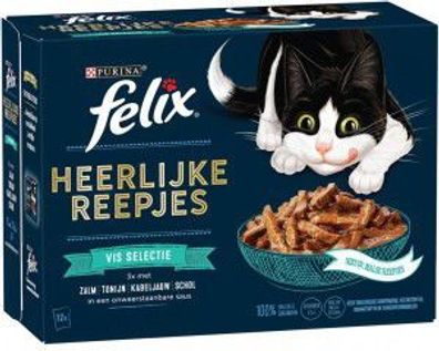 Leckere Fischstreifen Selection 12x80g Katzenfutter Felix