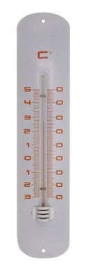 Wandthermometer Metall weiß 30x6,5x1 cm Nature