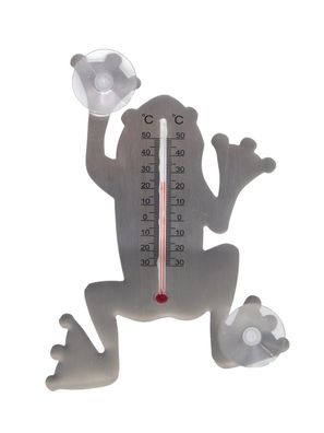 Wandthermometer Metall mit Saugnäpfen Frosch 16x12x1 cm Nature