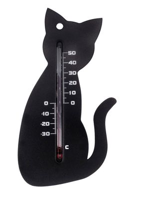 Wandthermometer Kunststoff schwarz Katze 15x9,5x0,3 cm Nature