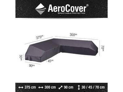 Loungeset Plattformbezug rechts 375x300x90xH30/45/70 cm AeroCover