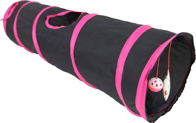 Spieltunnel Nylon 85x25 cm schwarz/rosa Spielspaß Katze Gebr. De boon