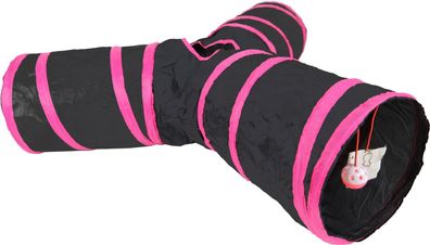 Spieltunnel Nylon 'Y' Modell 85x25 cm schwarz/rosa Play Fun cat Gebr. De boon