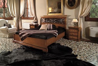 Schlafzimmer Möbel Garnitur Set Italienische Möbel Nachttisch Massives Holz 3tlg