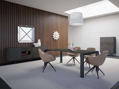 Essgruppe Esszimmer Set 8tlg Esstisch 4x Stühle Luxus Schrank Design Einrichtung