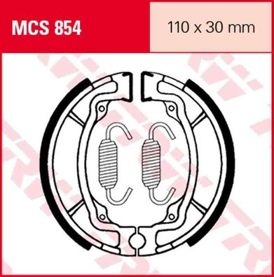 MCS854 Bremsbacken Maße: 110 x 30 Kawasaki AE50 AE80 Suzuki AP50 DRZ 110 GT 80 R