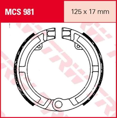 MCS981 Bremsbacken Piaggio 50 APE 80 Vespa 50 N PK - S, XL VA5, 5X Vespa 80 PK