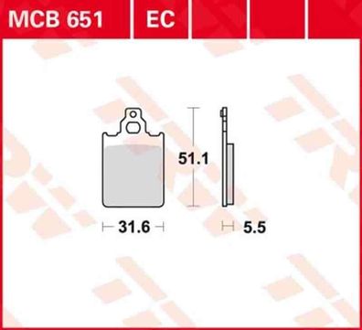 MCB651EC Bremsbelag Cagiva Italjet LML-Vespa Piaggio