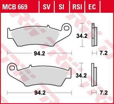 MCB669RSI Bremsbelag AJP Aprilia Beta Bimota CPI Fantic HM Gas Gas Honda Kawasak