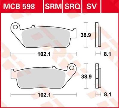 MCB598SV Bremsbelag Cagiva Honda Kawasaki Suzuki Triumph Yamaha