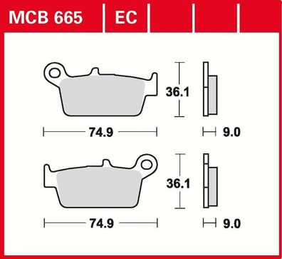 MCB665EC Bremsbelag Daelim Endres Honda Italjet Kawasaki Kymco Peugeot Sachs